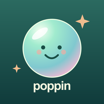 Poppin app icon: a smiling bubble